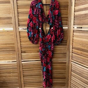 For Love Lemon Cutout Floral Midi Dress Size S